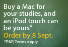 Buy a Mac for your studies, and an iPod touch can be yours*