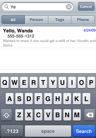 Call Notes Screenshot