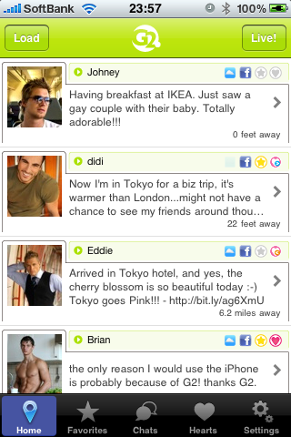 G2 - Gay Men's Mobile Communication free app s=creenshot 1