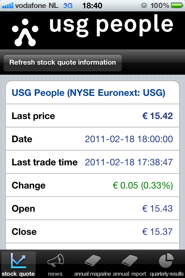 USG People investor news for iPhone